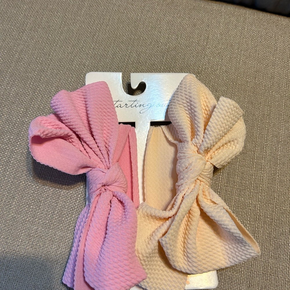 Starting Out Pink and Peach Bow Headbands